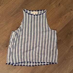 Cloth & Stone Navy and Cream Striped Tank Top